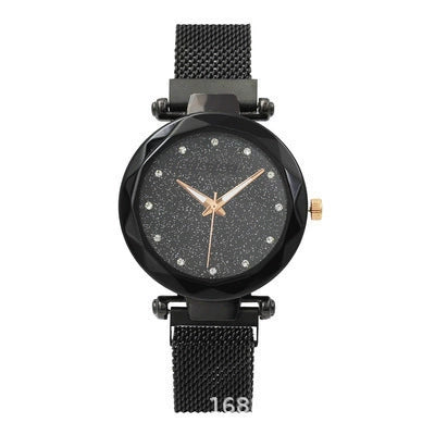 Women's Stainless Steel Casual Creative Starry Sky Magnet Strap Round Dial Watch