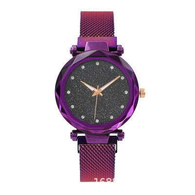 Women's Stainless Steel Casual Creative Starry Sky Magnet Strap Round Dial Watch