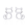 Women's Stainless Steel Cat Animal Earrings And Necklace Set Cute Hollow Design Electroplated Jewelry