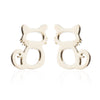Women's Stainless Steel Cat Animal Earrings And Necklace Set Cute Hollow Design Electroplated Jewelry