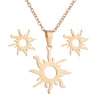 Women's Stainless Steel Celestial Necklace And Earrings Set With Hollow Sun Pendant Stars Moon And Cloud Motifs Electroplated Simple Natural Jewelry
