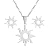 Women's Stainless Steel Celestial Necklace And Earrings Set With Hollow Sun Pendant Stars Moon And Cloud Motifs Electroplated Simple Natural Jewelry