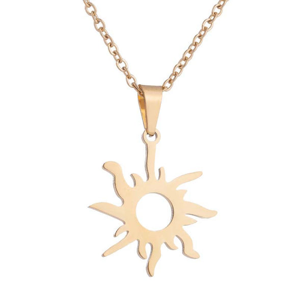 Women's Stainless Steel Celestial Necklace And Earrings Set With Hollow Sun Pendant Stars Moon And Cloud Motifs Electroplated Simple Natural Jewelry