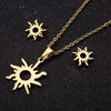 Women's Stainless Steel Celestial Necklace And Earrings Set With Hollow Sun Pendant Stars Moon And Cloud Motifs Electroplated Simple Natural Jewelry