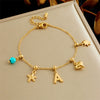 Women's Stainless Steel Chain Bracelet With Bow Tie And Heart Shape Pattern Electroplated