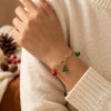 Women's Stainless Steel Christmas Charm Bracelet With Candy Christmas Tree And Snowflake Pendants Electroplated Holiday Jewelry