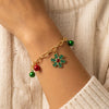 Women's Stainless Steel Christmas Charm Bracelet With Candy Christmas Tree And Snowflake Pendants Electroplated Holiday Jewelry