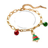 Women's Stainless Steel Christmas Charm Bracelet With Candy Christmas Tree And Snowflake Pendants Electroplated Holiday Jewelry