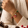 Women's Stainless Steel Christmas Charm Bracelet With Candy Christmas Tree And Snowflake Pendants Electroplated Holiday Jewelry