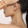 Women's Stainless Steel Christmas Tree Jewelry Set With Enamel Glaze And Zircon Inlay Necklace Bracelet And Earrings