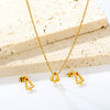 Women's Stainless Steel Christmas Tree Necklace And Earrings Set With Hollow Oil Drip Design Electroplated Fashion Jewelry