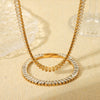Women's Stainless Steel Clavicle Chain Jewelry With Inlaid Zircon And Geometric Pattern