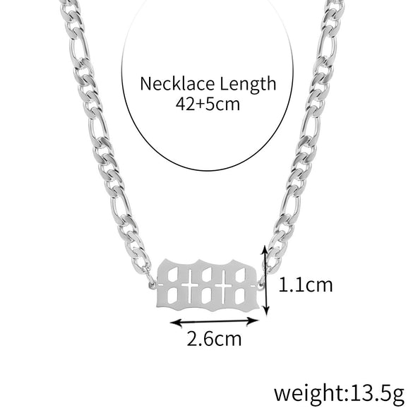 Women's Stainless Steel Clavicle Chain Necklace With Polishing Treatment And Letters Numbers Text Pendant
