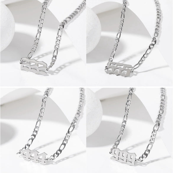 Women's Stainless Steel Clavicle Chain Necklace With Polishing Treatment And Letters Numbers Text Pendant