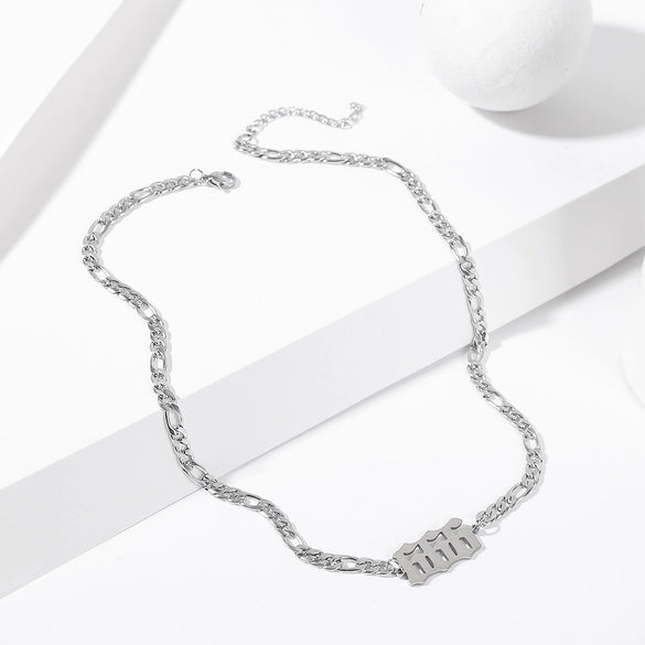 Women's Stainless Steel Clavicle Chain Necklace With Polishing Treatment And Letters Numbers Text Pendant