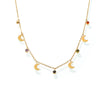 Women's 316L Stainless Steel Clavicle Necklace With Multicolor Rhinestone Tassel And Moon Pendant Electroplated With 18K Real Gold Geometric Light Luxury Style