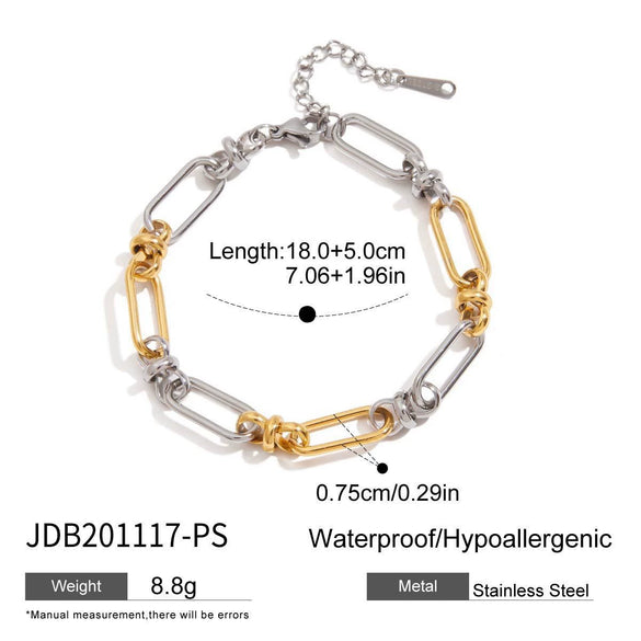 Women's Stainless Steel Color Matching Cuban Bracelet With Geometric Pattern Electroplated Light Luxury High End Jewelry