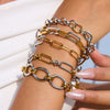 Women's Stainless Steel Color Matching Cuban Bracelet With Geometric Pattern Electroplated Light Luxury High End Jewelry