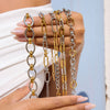 Women's Stainless Steel Color Matching Cuban Bracelet With Geometric Pattern Electroplated Light Luxury High End Jewelry