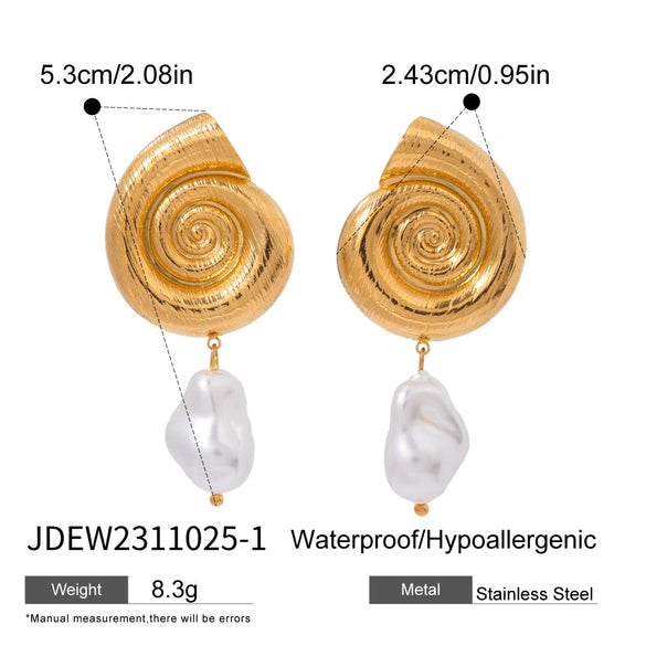 Women's Stainless Steel Conch Animal Style Electroplated Earrings