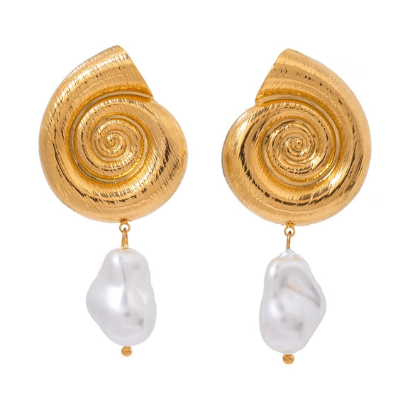Women's Stainless Steel Conch Animal Style Electroplated Earrings