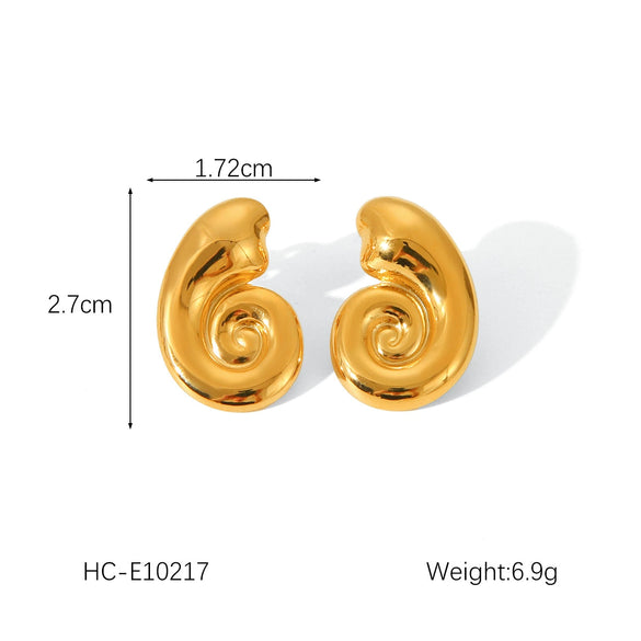 Women's Stainless Steel Conch Earrings With Geometric Pattern And Electroplating Animal Style