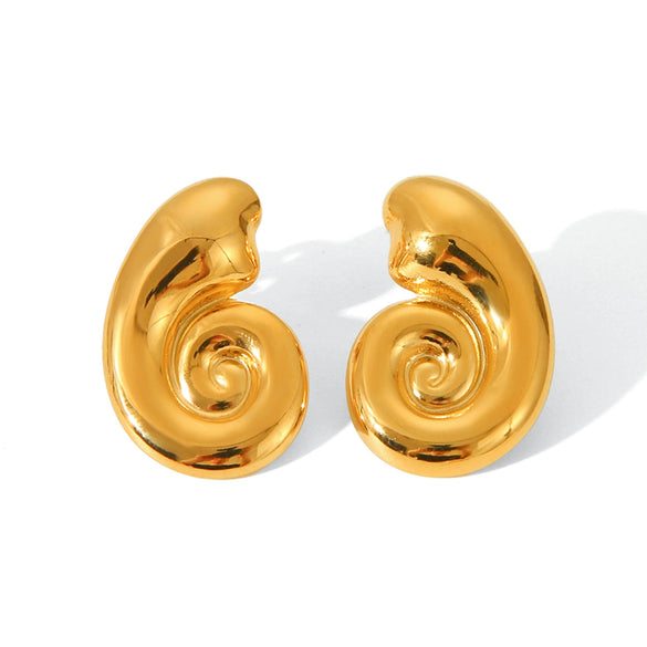 Women's Stainless Steel Conch Earrings With Geometric Pattern And Electroplating Animal Style