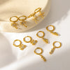 Women's Stainless Steel Crab Pendant Earrings With Diamond Accents And Real Gold Plated Finish High End Animal Design