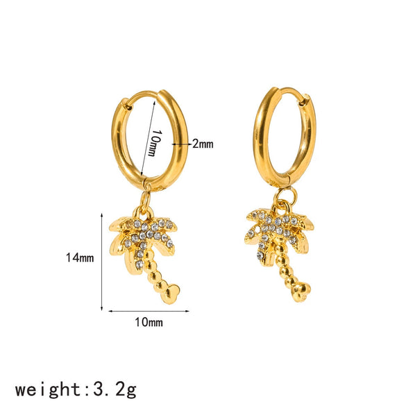 Women's Stainless Steel Crab Pendant Earrings With Diamond Accents And Real Gold Plated Finish High End Animal Design
