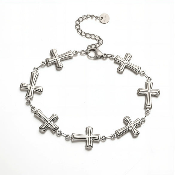 Women's Stainless Steel Cross Bracelet With Electroplating Design