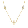 Women's Stainless Steel Cross Necklace And Bracelet Set With Cubic Zirconia Geometric Design And Electroplated Finish