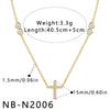 Women's Stainless Steel Cross Necklace And Bracelet Set With Cubic Zirconia Geometric Design And Electroplated Finish