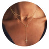 Women's Stainless Steel Cross Pendant Necklace With Geometric Clavicle Chain Electroplated Light Luxury Elegant Layered Style