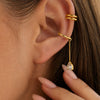 Women's Stainless Steel Cshaped Clipon Earrings With Teardrop Zircon Tassels Electroplated Geometric Design