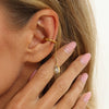 Women's Stainless Steel Cshaped Clipon Earrings With Teardrop Zircon Tassels Electroplated Geometric Design