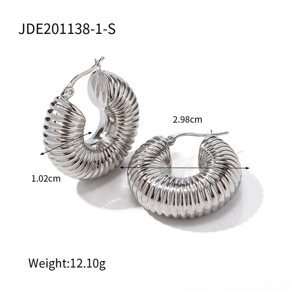Women's Stainless Steel Cshaped Earrings With Letters Numbers Text Pattern 18K Vacuum Plated Jewelry