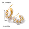 Women's Stainless Steel Cshaped Geometric Natural Style Electroplated Pearl Earrings