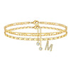 Women's Stainless Steel Cuban Anklet With Crystal Letter Pendant Diamond Encrusted Alphabet Chain Anklet