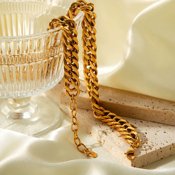 Women's Stainless Steel Cuban Chain Necklace With Geometric Pattern And Electroplating Treatment Y2k Style Non Fading