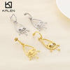 Women's Stainless Steel Cut Out Devil's Eye Inlaid Pearl Geometric Style Electroplated Earrings