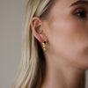 Women's Stainless Steel Cwave Stud Earrings With Natural Stone And Geometric Plated Design