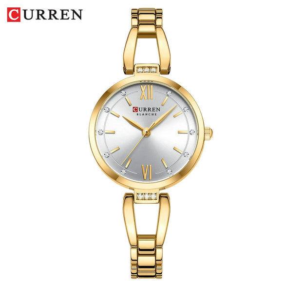 Women's Stainless Steel Diecast Quartz Watch With Round Dial And Simple Leisure Style