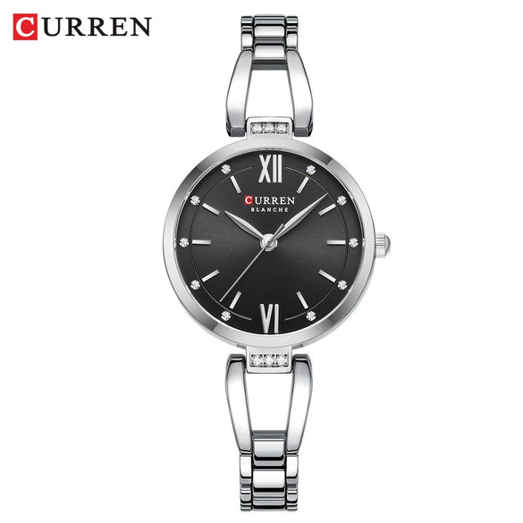 Women's Stainless Steel Diecast Quartz Watch With Round Dial And Simple Leisure Style