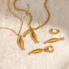 Women's Stainless Steel Double Fish Necklace And Earring Jewelry Set With Pvd Real Gold Plated Animal Pendant Clavicle Chain