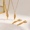 Women's Stainless Steel Double Fish Necklace And Earring Jewelry Set With Pvd Real Gold Plated Animal Pendant Clavicle Chain