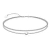 Women's Stainless Steel Double Layer Anklet With Rice Bead Magic Chain Cuban Link And Paper Clip Chain Geometric Simple Fresh Style