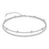 Women's Stainless Steel Double Layer Anklet With Rice Bead Magic Chain Cuban Link And Paper Clip Chain Geometric Simple Fresh Style