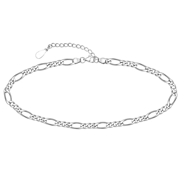 Women's Stainless Steel Double Layer Anklet With Rice Bead Magic Chain Cuban Link And Paper Clip Chain Geometric Simple Fresh Style