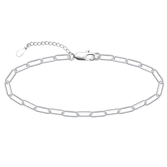 Women's Stainless Steel Double Layer Anklet With Rice Bead Magic Chain Cuban Link And Paper Clip Chain Geometric Simple Fresh Style