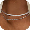 Women's Stainless Steel Double Layer Anklet With Snake Bone And Paperclip Chain Geometric Simple Casual Foot Jewelry